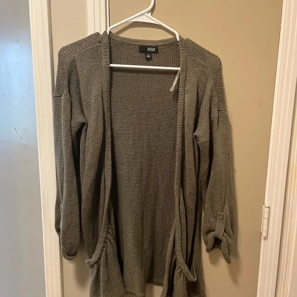 a.n.a Green Open Front Cardigan Sweater - Picture 2 of 5